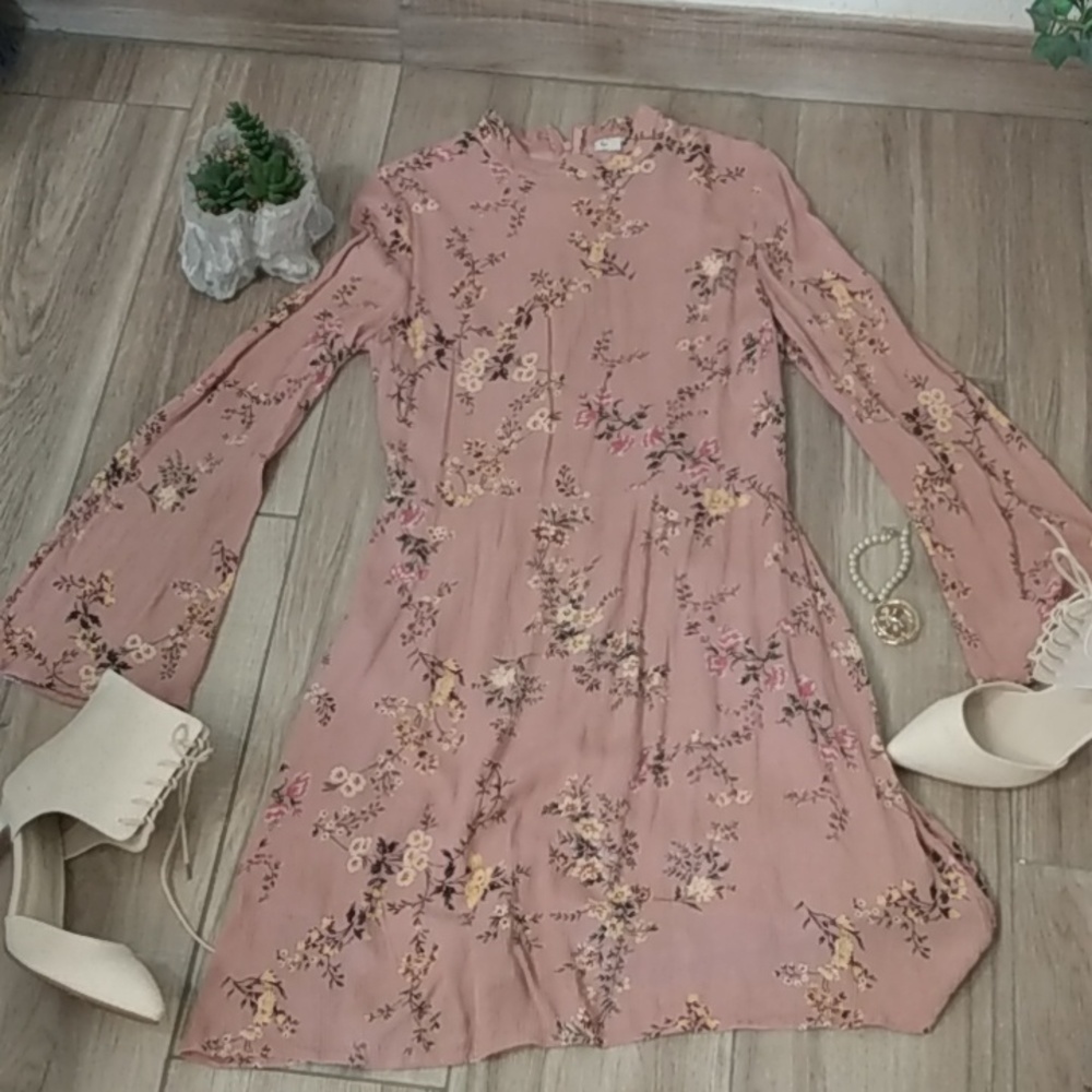 Love, Fire Bell Sleeve Mini Dress